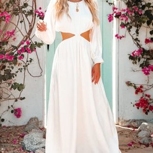 LINEN BLEND CUTOUT MAXI DRESS Vici